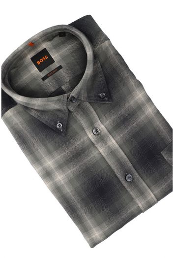 Open grey katoenen hemd ( regular fit) met ruiten en lange mouwen Hugo Boss