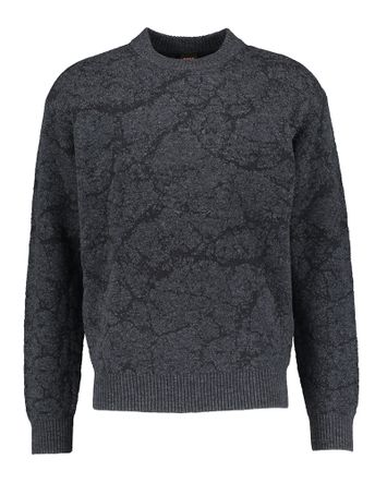 Donkergrijze pull met zwarte print Kratere Hugo Boss