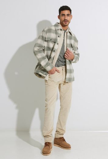 Beige overhemd met groene ruiten Hugo Boss