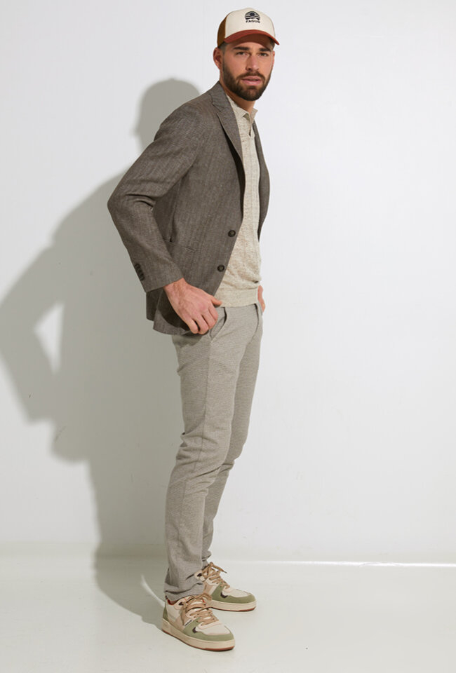 Beige geruite slim fit broek Mason's