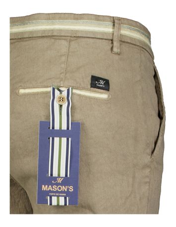 Donker beige linnen slim fit chino Mason's 