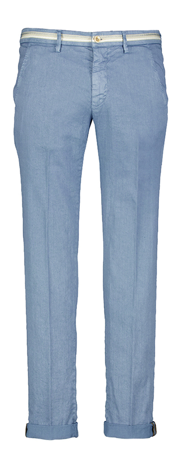 Blauwe linnen slim fit chino Mason's