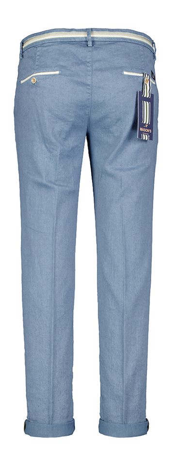 Blauwe linnen slim fit chino Mason's
