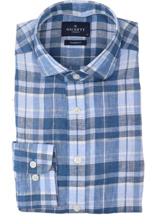Hackett Linnen hemd in blauwtinten (regular fit) met lange mouwen