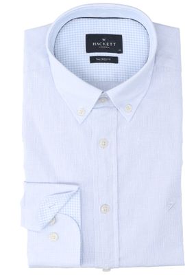 Sky blue katoenen hemd (regular fit) met details en lange mouwen Hackett
