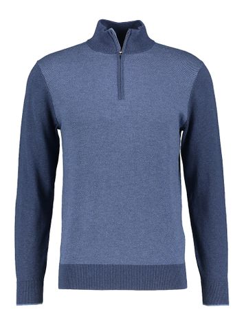 Blauwe trui met korte rits Hackett