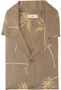 Beige hemd (regular fit) met bladeren en korte mouwen 