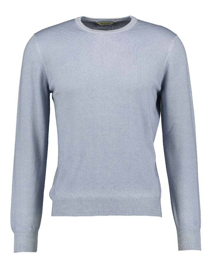 Lichtblauwe wollen pull met ronde hals Gran Sasso