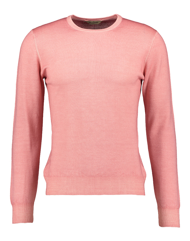 Lichtroze wollen pull met ronde hals Gran Sasso