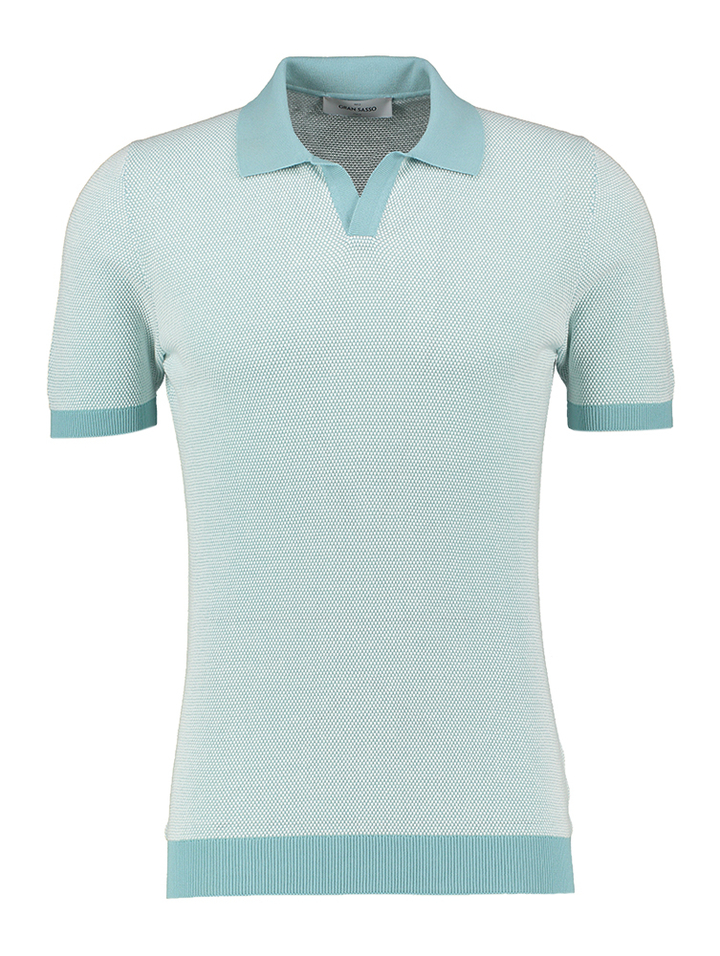 Muntgroene katoenen polo met witte details Gran Sasso