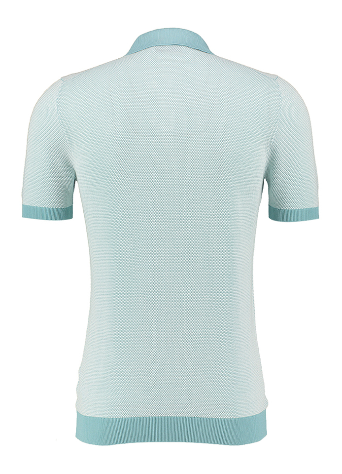 Muntgroene katoenen polo met witte details Gran Sasso