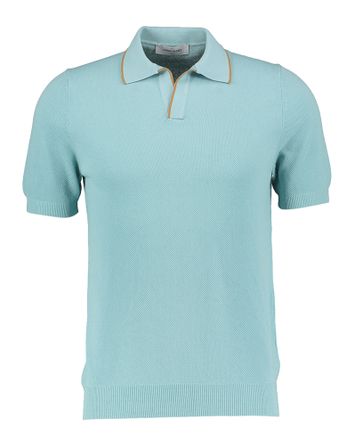 Blauwgroene katoenen polo met korte mouwen Gran Sasso
