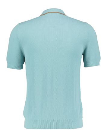 Blauwgroene katoenen polo met korte mouwen Gran Sasso