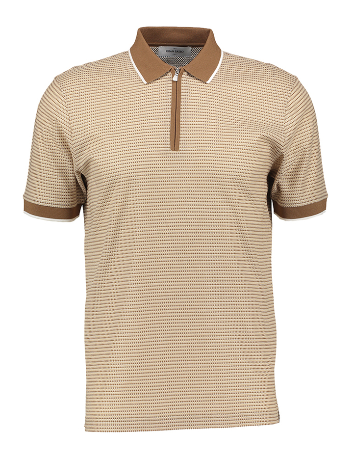 Beige katoenen polo met structuur Gran Sasso