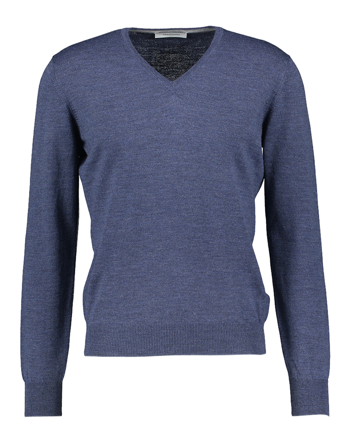 Blauwe trui met v hals Gran Sasso
