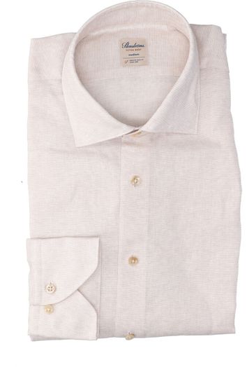 Beige linnen hemd (slim fit) met lange mouwen Stenströms