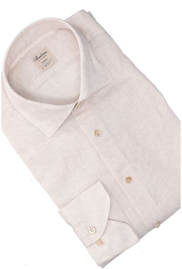 Beige linnen hemd (slim fit) met lange mouwen Stenströms
