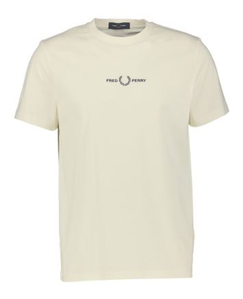 Ecru t-shirt met merknaam Fred Perry 