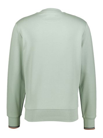 Blauwe trui met roestkleurig merklogo Fred Perry 