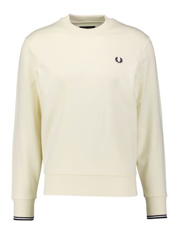 Creme kleurige sweater met blauw merklogo Fred Perry 