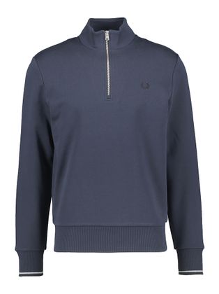 Fred Perry Donkerblauwe trui met opstaande kraag en korte rits