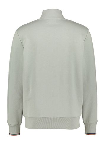 Blauw groene trui met opstaande kraag en korte rits Fred Perry 