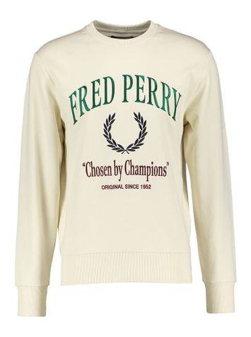 Ecru sweater met opdruk Fred Perry 