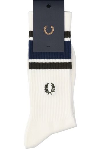 Witte katoenen kousen met kleurrijk detail Fred Perry