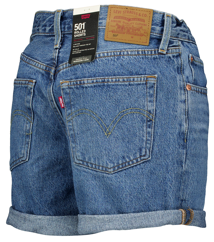 Blauwe relaxed jeans short 501 Rolled Shorts