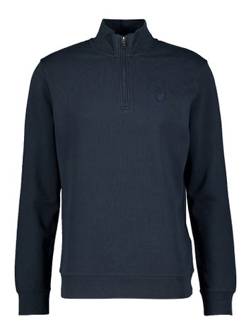 Donkerblauwe katoenen trui met korte rits Lyle & Scott