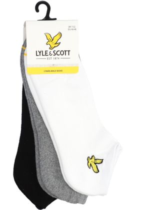 Lyle & Scott 3-pack katoenen kousen wit-zwart-grijs met logo