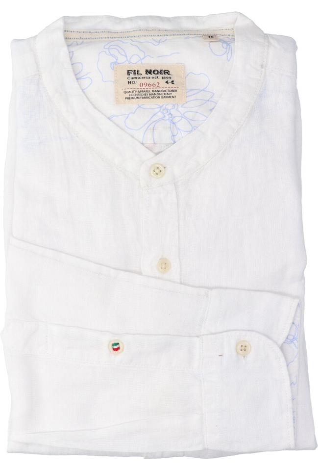 Wit linnen hemd (slim fit) met lange mouwen Fil Noir 