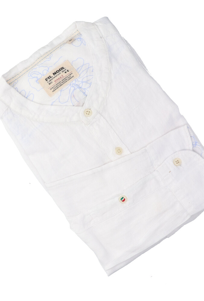 Wit linnen hemd (slim fit) met lange mouwen Fil Noir 