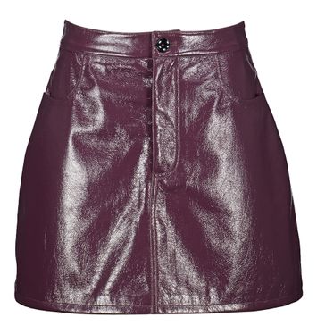 Korte Bordeaux rok in leather look