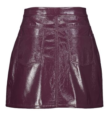 Korte Bordeaux rok in leather look