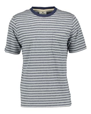 Anerkjendt Blauw en wit gestreepte katoenen t-shirt met ronde hals en korte mouwen