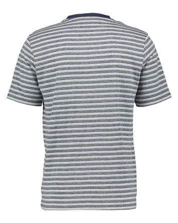 Blauw en wit gestreepte katoenen t-shirt met ronde hals en korte mouwen Anerkjendt