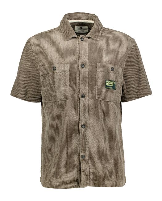 Groenbruin ribfluwelen hemd met korte mouwen Anerkjendt