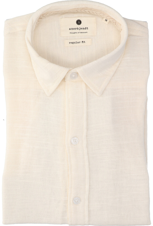 Ecru linnen hemd ( regular fit) met lange mouwen Anerkjendt