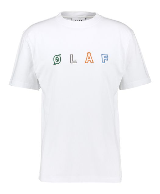 Witte t-shirt met merknaam Olaf