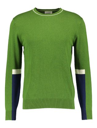 Castart Groene sweater met kleurdetail aan de mouw Kento