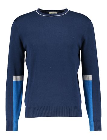Donkerblauwe trui met detail oop de mouw Kento Castart