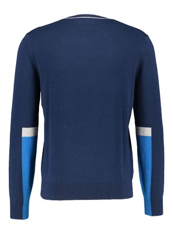 Donkerblauwe trui met detail oop de mouw Kento Castart