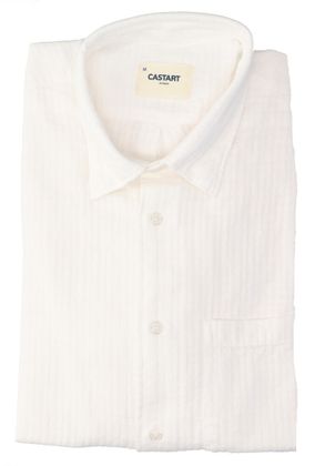 Castart Wit katoenen hemd (regular fit) met details en lange mouwen Konga