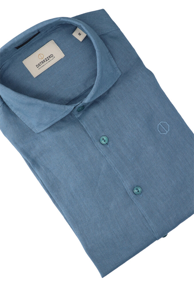 Provencial blue linnen hemd (regular fit) met lange mouwen Dstrezzed