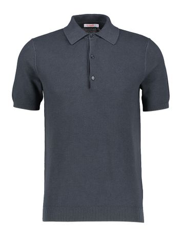 Donkerblauwe polo met korte mouwen en relïef Sun 68