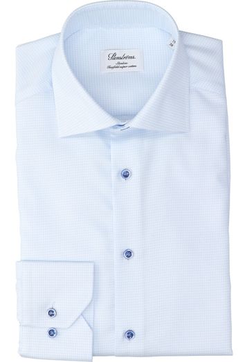 Wit katoenen hemd ( slim fit) met details in blauw en lange mouwen Stenströms 