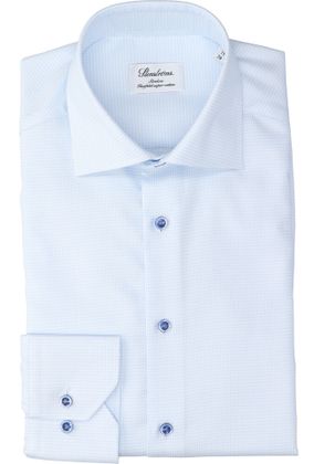 Stenströms Wit katoenen hemd ( slim fit) met details in blauw en lange mouwen