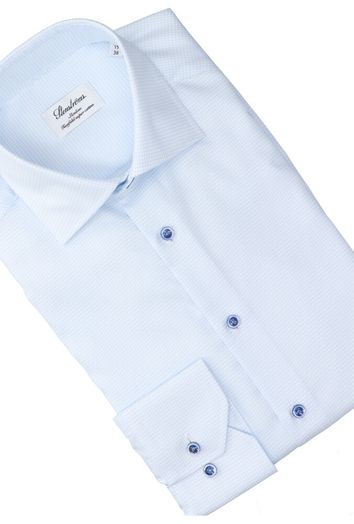 Wit katoenen hemd ( slim fit) met details in blauw en lange mouwen Stenströms 