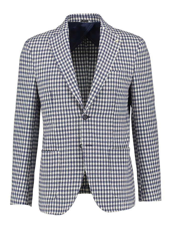 Blauw ecru geruite blazer Manuel Ritz 